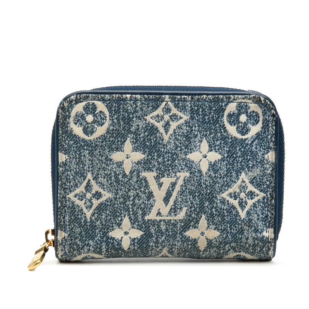 Louis Vuitton Monogram Jacquard Denim Zippy Coin Case Marine Blue Leather